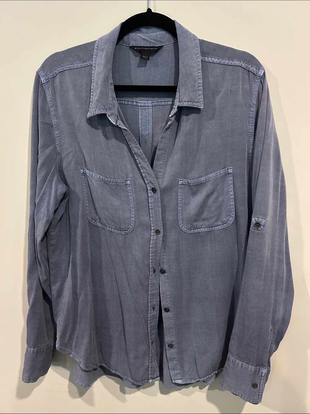 Slate Blue Casual Button-Down Shirt